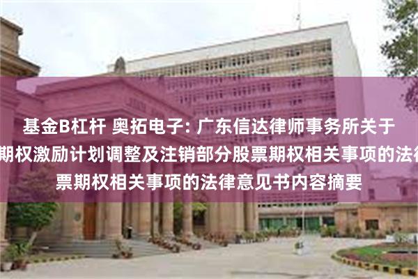 基金B杠杆 奥拓电子: 广东信达律师事务所关于公司2023年股票期权激励计划调整及注销部分股票期权相关事项的法律意见书内容摘要