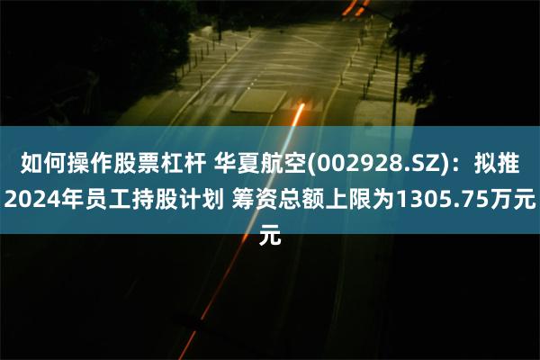 如何操作股票杠杆 华夏航空(002928.SZ)：拟推2024年员工持股计划 筹资总额上限为1305.75万元